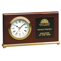 Rosewood Horizontal Desk Clock w/ Gold Trim - Laser Engraved
